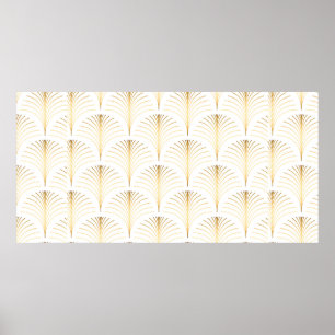 Vintage style elegant floral art deco repeat fan p poster
