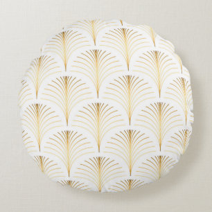 Vintage style elegant floral art deco repeat fan p round cushion