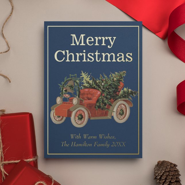 Vintage Style Elegant Old Car Merry Christmas (Vintage Style Elegant Old Car Merry Christmas Foil Holiday Card
)