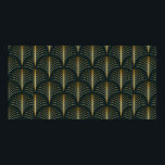 Vintage style elegant seamless art deco repeat fan poster<br><div class="desc">Vintage style elegant seamless art deco repeat fan pattern/stylized golden palm leaf fan pattern on dark green background</div>