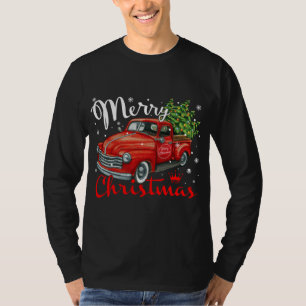 Vintage Style Farm Red Truck Christmas Tree T-Shirt