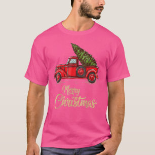 Vintage Style Farm Red Truck With Christmas Tree M T-Shirt