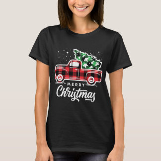 Vintage Style Farm Red Truck with Christmas Tree T-Shirt