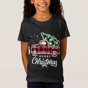 Vintage Style Farm Red Truck with Christmas Tree T-Shirt