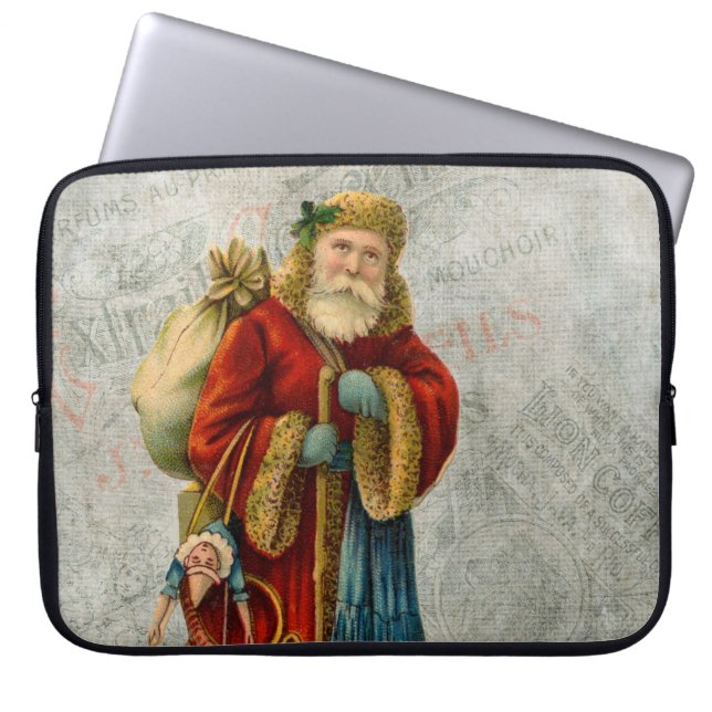 Vintage Style Father Christmas Santa Claus Laptop Sleeve (Front)