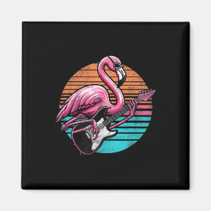 Vintage Style Flamingo Playing Guitar Rock And Rol Magnet