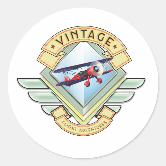 Vintage style flight badge classic round sticker (Front)