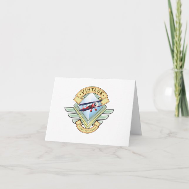 Vintage style flight badge holiday card (Front)