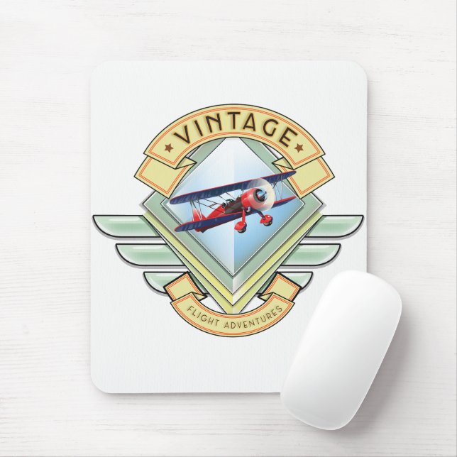 Vintage style flight badge mouse pad (With Mouse)