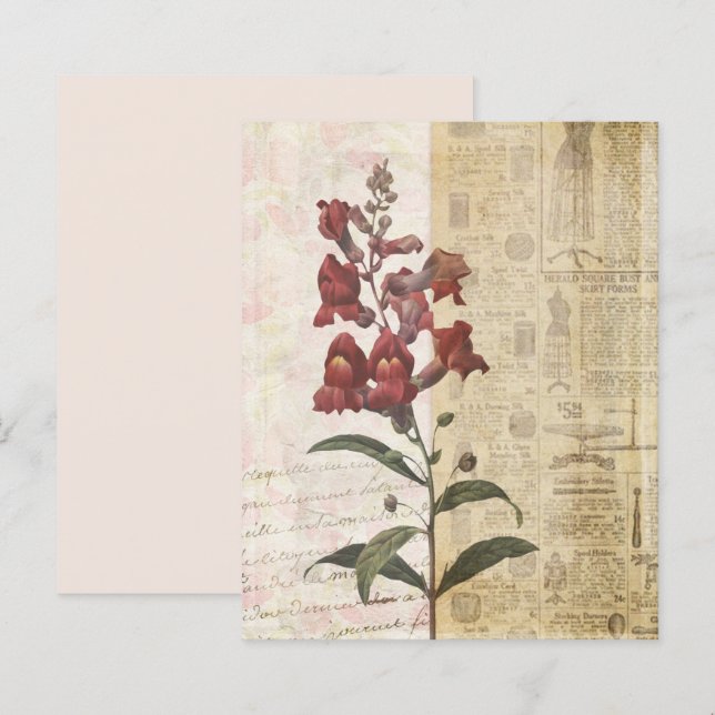 Vintage Style Floral Collage Scrapbook Paper (Front/Back)