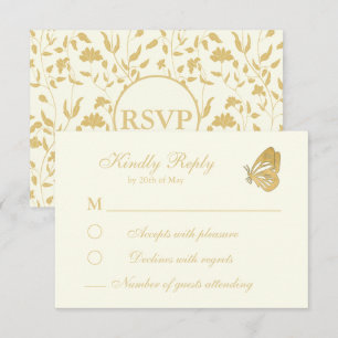 Vintage style Floral Cream RSVP Card