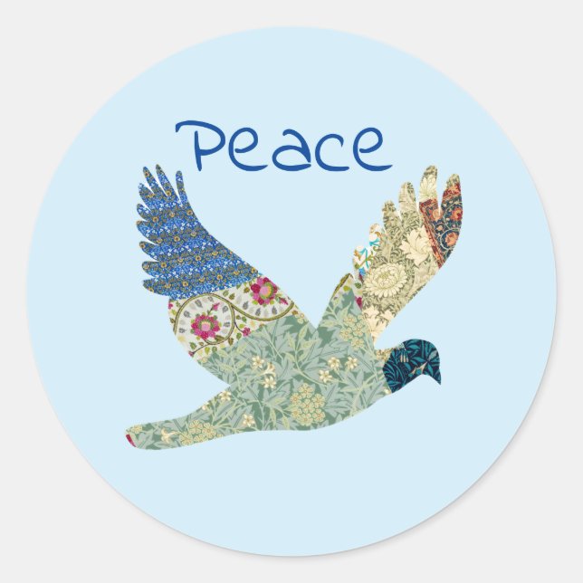 Vintage Style Floral Dove Peace Stickers (Front)