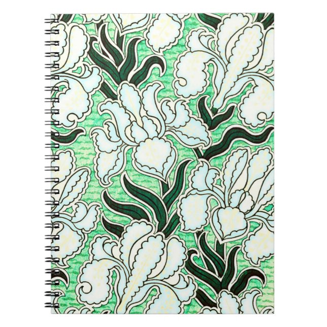Vintage Style Floral Pattern in Green Journal (Front)