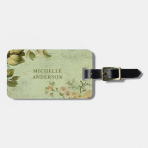 Vintage Style Floral Rose  Luggage Tag