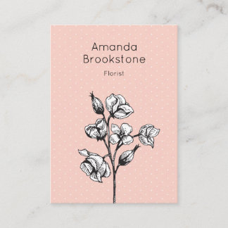 Vintage Style Flower Business Card - Pink