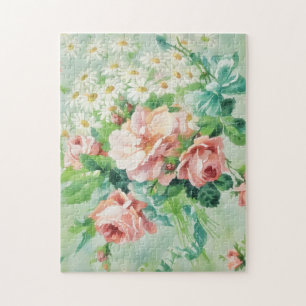 Vintage Style Flowers Chic Garden Puzzle
