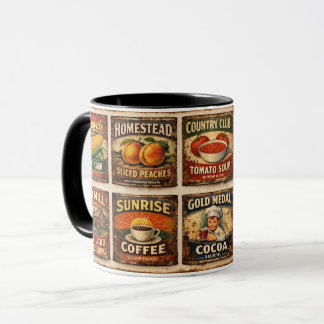 vintage style food labels mug
