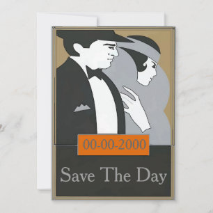 Vintage Style Formal Couple Invite Save Day