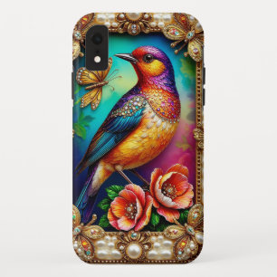 Vintage Style Frame With Colourful Bird Case-Mate iPhone Case