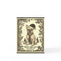 Vintage Style French Bull Dog Christmas Card w/Bio