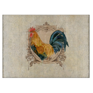 Vintage Style French Country Rustic Barn Rooster Cutting Board