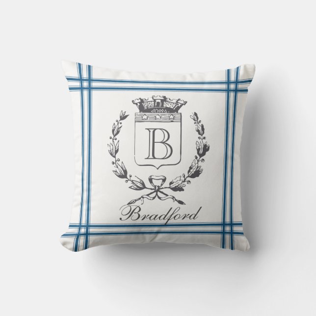 Vintage Style French Personalised Monogram Cushion (Front)