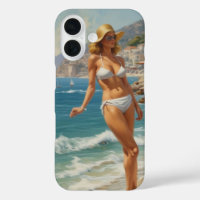 Vintage Style French Riviera Travel Beach Girl