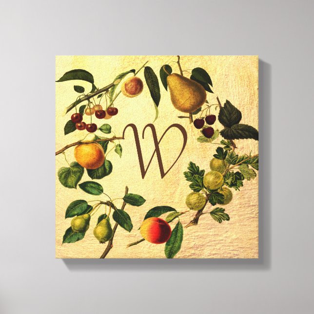 vintage style fruit design monogram wall art (Front)