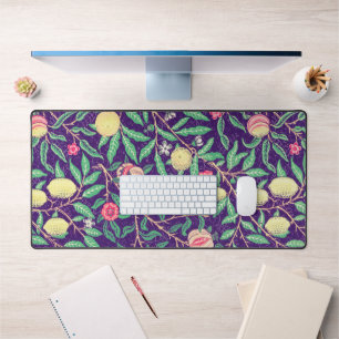 Vintage Style Fruit Flowers Purple Desk Mat Pad