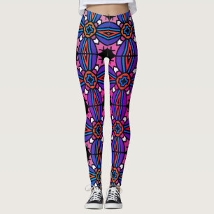 Vintage style geometric pattern leggings