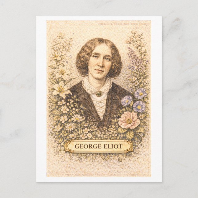 Vintage-Style George Eliot Writer Postcard (Front)
