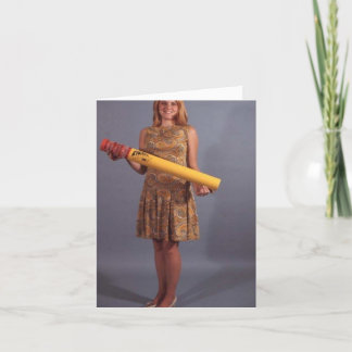 Vintage-Style "Girl with Giant Pencil" Note Card