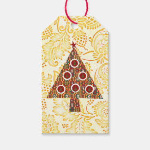 Vintage Style Gold Christmas Tree Gift Tag