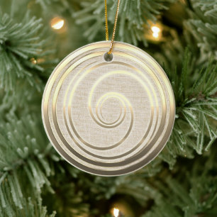 Vintage Style Gold Tennis Swirl Ceramic Ornament