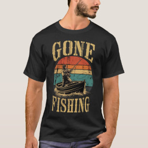Vintage style GONE FISHING Fisherman retro Sunset T-Shirt