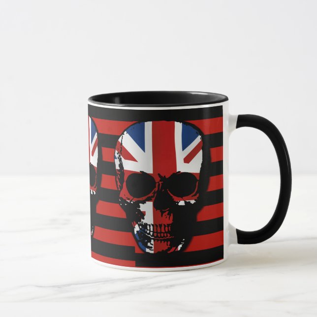 vintage style gothic skull with union jack mug (Right)