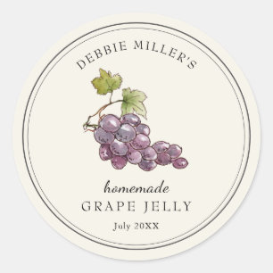 Vintage style Grape Jelly on Off White Classic Round Sticker