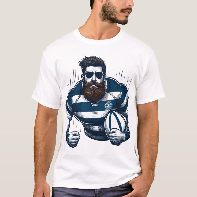 Vintage Style Graphic Rugby Man T-Shirt for Men -  (Front)