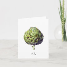 Vintage style green Artichoke flower art