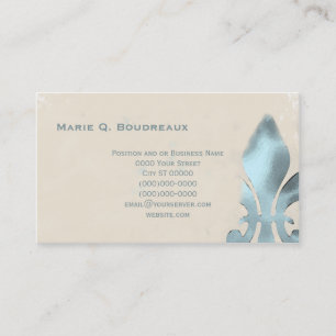 Vintage Style Green Fleur de Lis Business Card