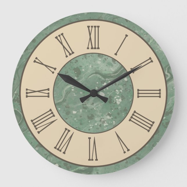 Vintage Style Green Marble Wall Clock (Front)
