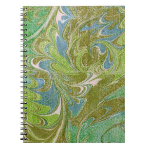 Vintage Style Green Tapestry Look Spiral Notebook
