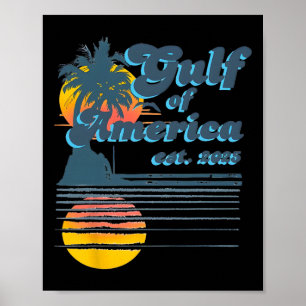 Vintage Style Gulf Of Usa America Beach Lovers Sum Poster