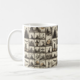 Vintage style Halloween pattern with sepia color Coffee Mug