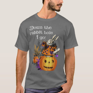 Vintage Style Haunted Halloween Alice White Rabbit T-Shirt
