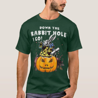 Vintage Style Haunted Halloween Alice White Rabbit T-Shirt
