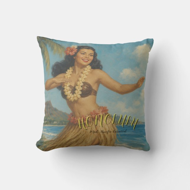 Vintage Style Hawaii Travel Cushion (Front)