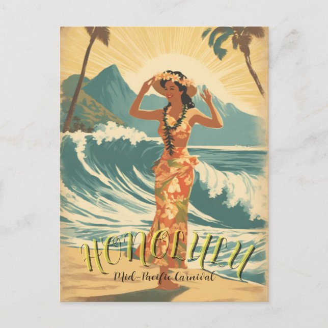 Vintage Style Hawaii Travel Holiday Postcard (Front)