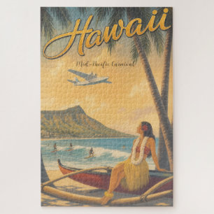 Vintage Style Hawaii Travel Jigsaw Puzzle