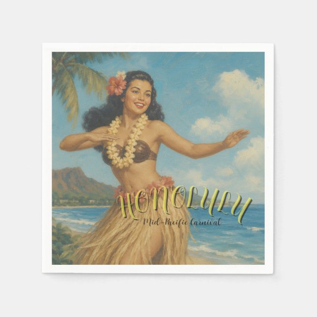 Vintage Style Hawaii Travel Napkin (Front)